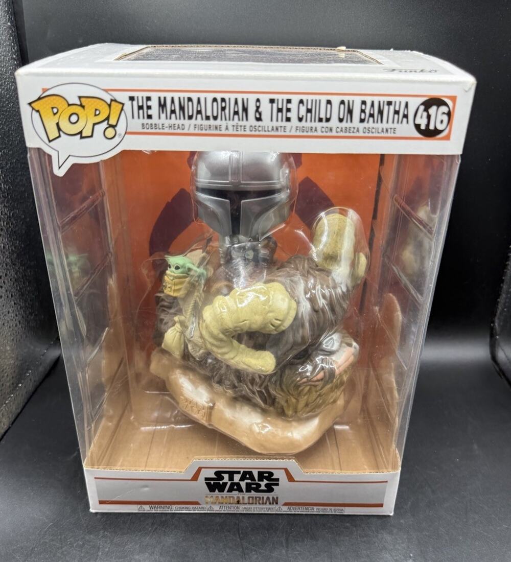 LARGE Funko Pop! Deluxe: Star Wars - The Mandalorian & The Child on Bantha #416